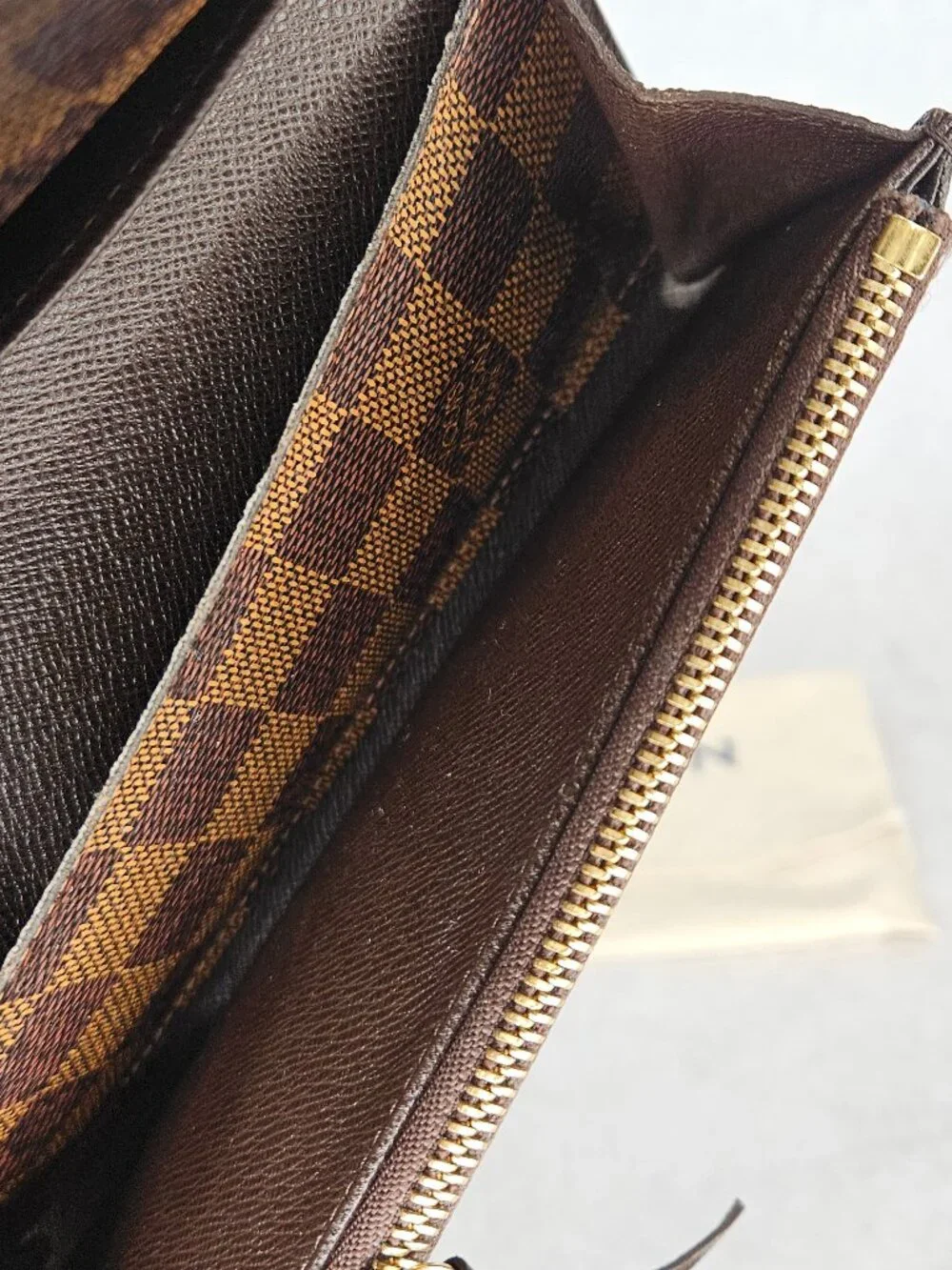 Louis Vuitton Damier Ebene Emilie Long Wallet Brown Interior
